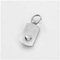Revere 925 Sterling Silver Textured Heart Dog Tag Charm