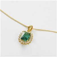 Revere 1 Micron Gold Plated 925 Sterling Silver Emerald Stone Pendant Necklace