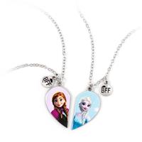 Disney Frozen Silver Tone BFF Heart Pendant Necklace Set