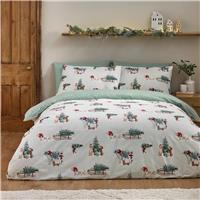 Catherine Lansfield Brushed Cotton Christmas Dogs White Bedding Set - King size
