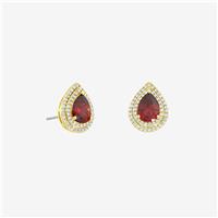 Jon Richard Gold Plated Cubic Zirconia Garnet Pear Stud Earrings