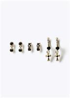 Freedom Gold Plated Crystal Earrings Stack - Pack of 3