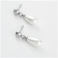 Revere Sterling Silver Faux Pearl Teardrop Drop Stud Earrings