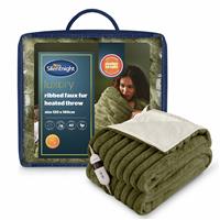 Silentnight Luxury Faux Fur Heated Throw - Green