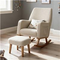 Babymore Callie Polyester Nursing Chair With Foot Stool - Oatmeal