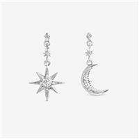 Inicio Silver Plated Mismatch Celestial Drop Earrings