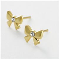 Revere Kids Gold Plated Sterling Silver Crystal Bow Stud Earrings
