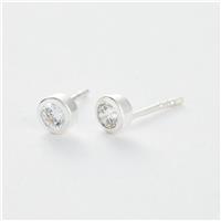 Revere Sterling Silver Bezel Cubic Zirconia Round Stud Earrings