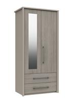 Lancaster 2 Door 2 Drawer Mirror Wardrobe - Grey