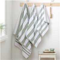 Catherine Lansfield Reversible Stripe Jacquard Hand Towel - Sage