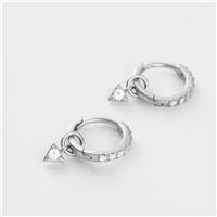 Revere Sterling Silver Cubic Zirconia Triangle Drop Huggies Earrings
