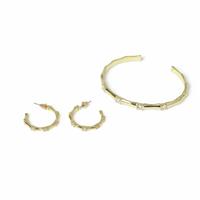 Liars & Lovers Gold Plated Bamboo Detail Bangle and Earrings Set