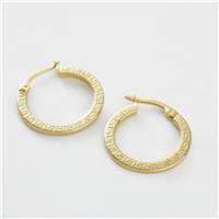 Revere 0.5 Micron Gold Plated 925 Sterling Silver Greek Pattern Hoop Earrings