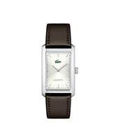 Lacoste Santiago Siver Dial Brown Leather Strap Watch