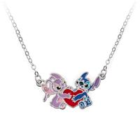 Disney Stitch and Angel Silver Plated Pendant Necklace