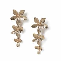 Freedom Gold Tone Triple Flower Drop Earrings