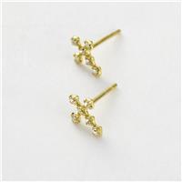 Revere Gold Plated Sterling Silver Cubic Zirconia Cross Stud Earrings