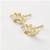 Revere Gold Plated Sterling Silver Five Marquise Cubic Zirconia Stud Earrings
