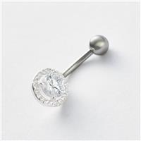 Revere Round Cubic Zirconia Halo Surgical Steel Silver Belly Bar