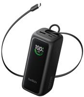 Belkin 120W 22000mAh Portable Power Bank with Retractable USB-C Cable - Black