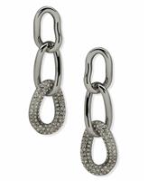 DKNY Silver Tone Pave Link Linear Drop Earrings