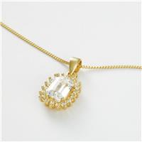 Revere 1 Micron Gold Plated 925 Sterling Silver Emerald Stone Pendant Necklace