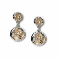 Freedom Gold Tone Stainless Steel Etched Stud Earrings