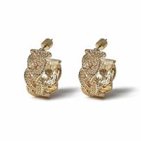 Freedom Gold Tone Textured Plait Hoop Earrings