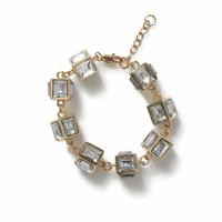 Freedom Gold Tone Cube Shaped Glass Bead Bracelet