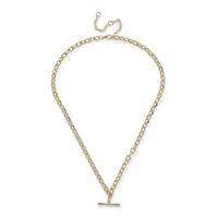 Freedom Gold Tone T-Bar Chain Necklace