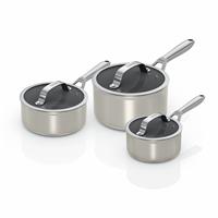 Ninja Ceramic Pro 3 Piece Aluminium Sauce Pan Set - Stone
