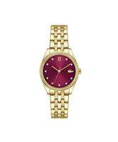 Lacoste Tuilerie Burgundy Dial Yellow Gold Plated Bracelet Watch