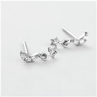 Revere Sterling Silver Cubic Zirconia Star Drop Moon Stud Earrings