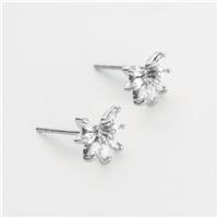 Revere Sterling Silver Floral Marquise Cubic Zirconia Stud Earrings