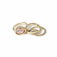 Freedom Pack of 3 Pink Gem Stone Rings - Large
