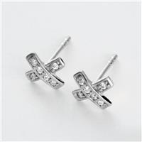 Revere Sterling Silver Cubic Zirconia Cross Stud Earrings