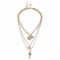 Freedom Gold Tone Multirow Charms Layered Necklace