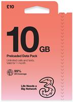 Three 40GB New Pay As You Go SIM Card