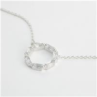 Revere Sterling Silver Baguette Cubic Zirconia Circle Pendant Necklace