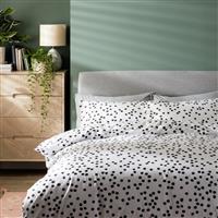 Habitat Cotton Dot Penny White & Black Bedding Set - Single