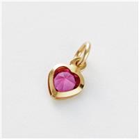 Revere Yellow Gold Plated 925 Sterling Silver Pink Stone Heart Charm