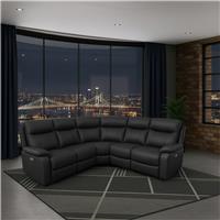 Aspire Kingsmere Leather Power Recliner Corner Sofa - Black