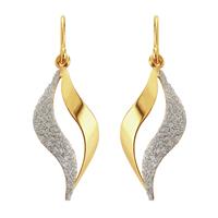 Revere 9ct Gold Plated Silver Glitter Flame Drop Earrings