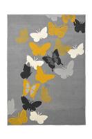 Homemaker Pastel Butterfly Short Pile Rug - 80x150cm - Grey
