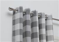 Habitat Printed Check Fully Lined Curtains - Grey