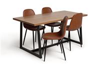 Habitat Nomad Wood Dining Table & 4 Beni Tan Chairs