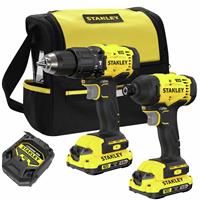 Stanley Fatmax V20 Cordless Combi Drill and Impact Driver Set with Soft Bag 18V