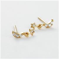 Revere Gold Plated Silver Cubic Zirconia Star Drop Moon Stud Earrings