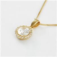 Revere 1 Micron Gold Plated 925 Sterling Silver Round Pendant Necklace