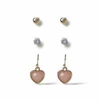 Freedom Heart Drop and Mini Stud Earrings - Pack of 3